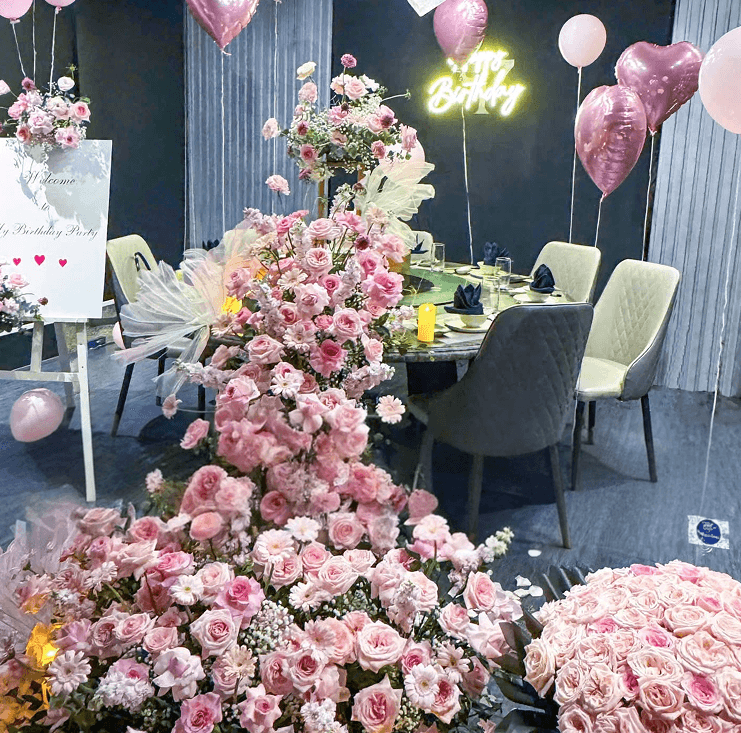 Ocean themed birthday celebration setup