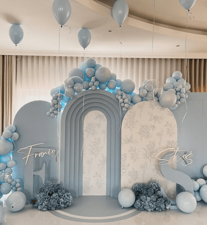 Ocean themed birthday celebration setup