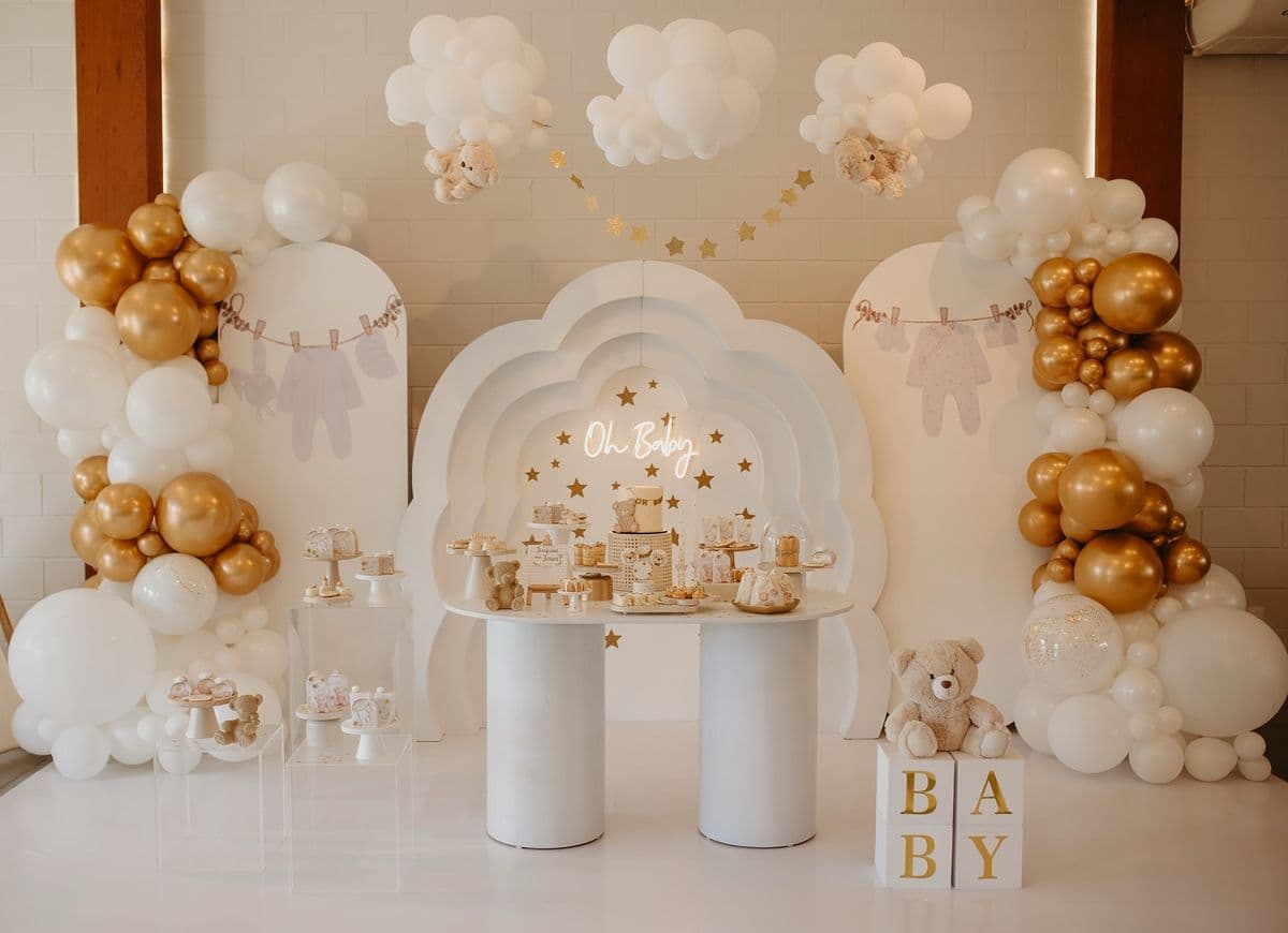 White and Gold Baby Shower