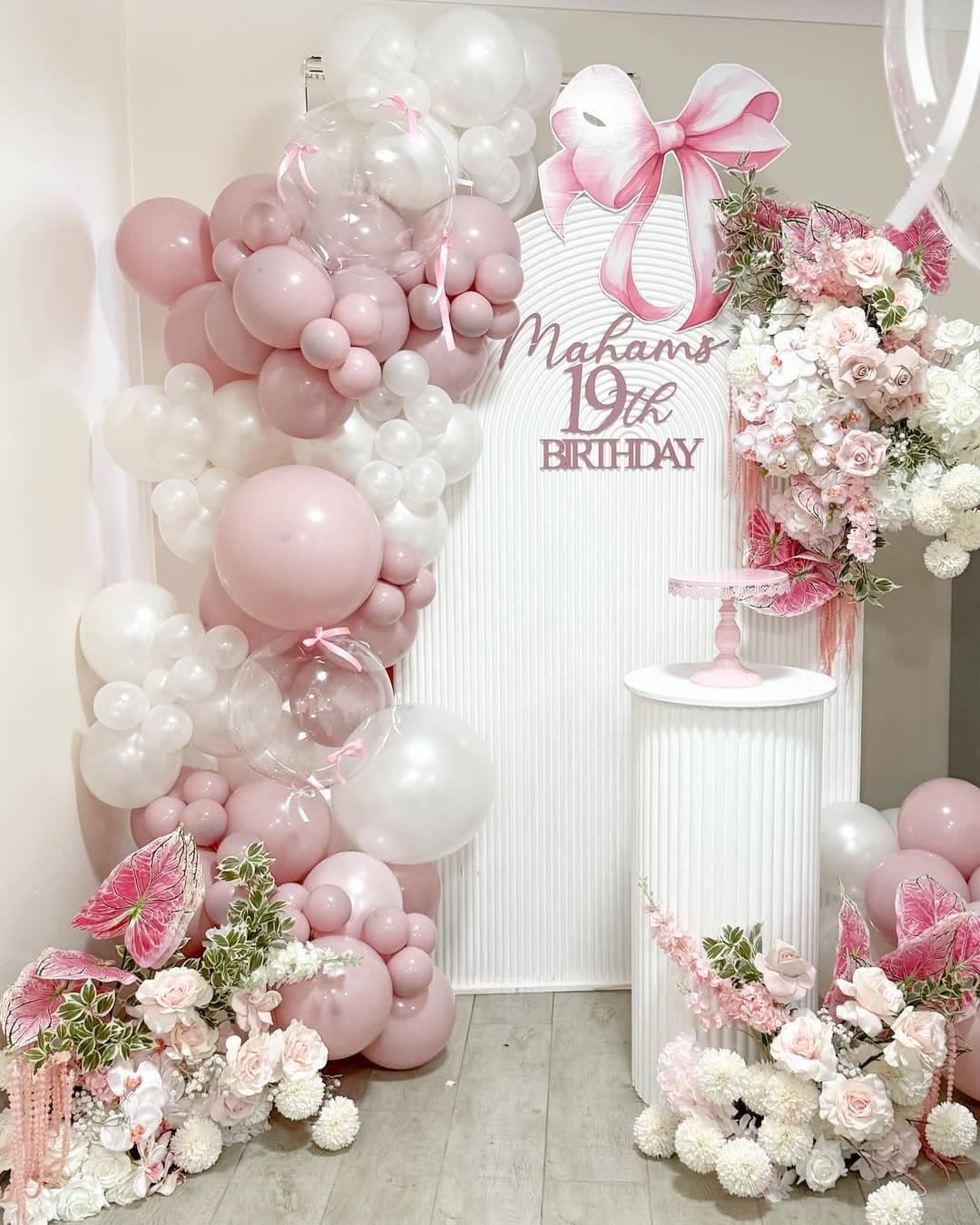 Sweet pastel pink birthday celebration setup